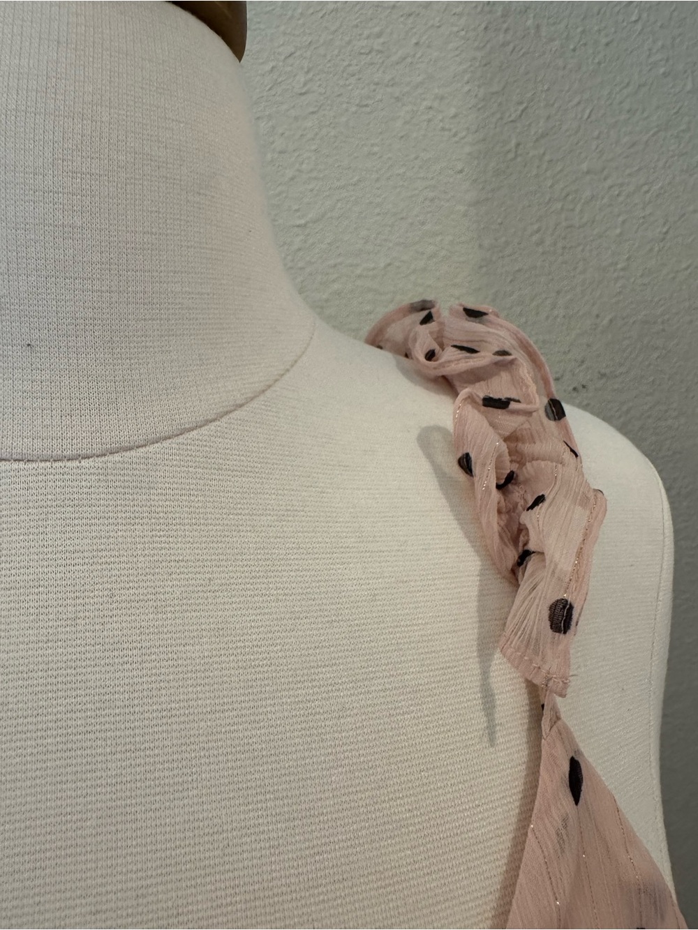 Madewell Pink Ruffle-Strap Wrap Dress in "Inkspot Dots" Sz 4 - Picture 5 of 11